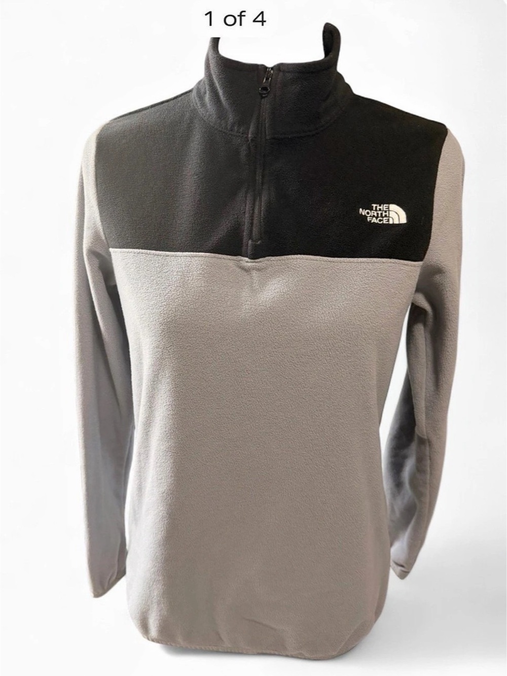 The North Face TKA 100 Glacier 1/4-Zip Fleece Pullover Gray & Black Small